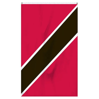 Trinidad and Tobago National Flag for sale to buy online from Atlantic Flag and Pole. Red flag with a diagonal black stripe with white border down it's center.